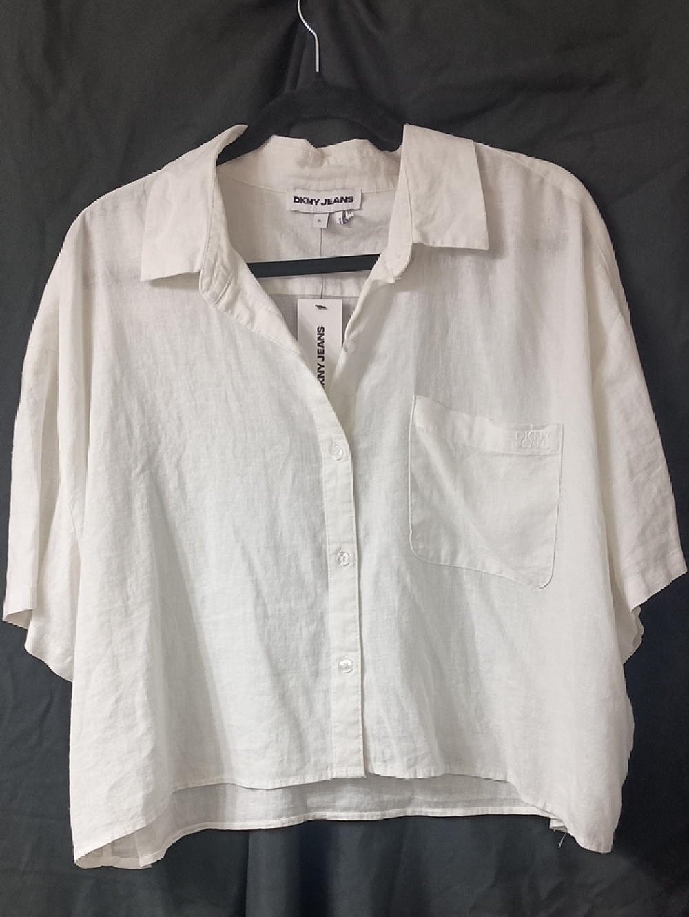 DKNY Jeans Ivory Linen Button Up Top XL